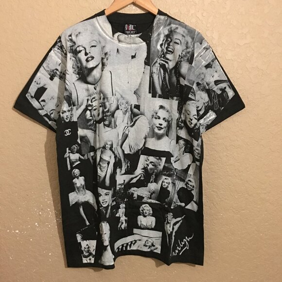 Marilyn Monroe All Over Print AOP Black T-Shirt XL - Picture 1 of 5